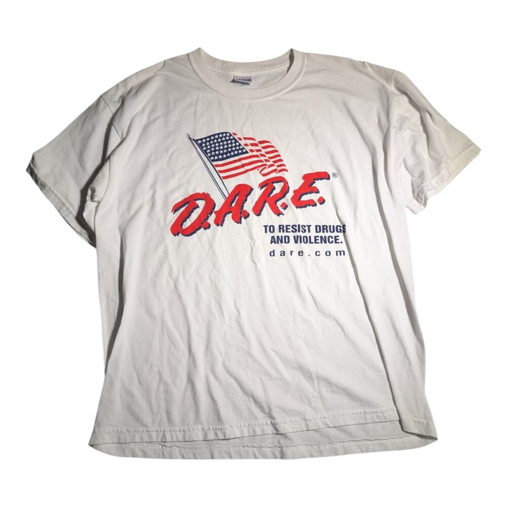 Vtg 1990s DARE To Resist Drugs and Violence White Logo T-Shirt Unisex Sz L